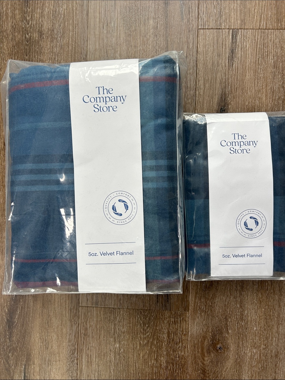 The Company Store Navy Plaid Velvet Flannel Duvet Cover and Pillow Case